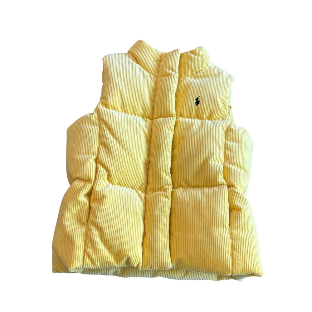 Polo Ralph Lauren Kids Yellow Corduroy Puffer Vest Size 6X Pony Logo